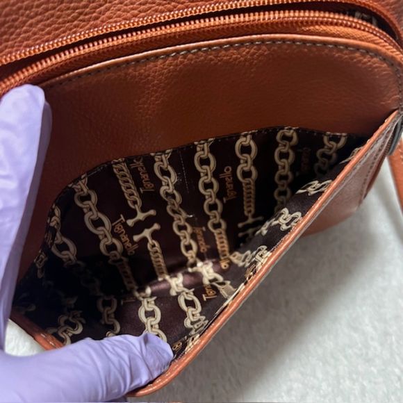 Tignanello Orange Brown Gen Leather Crossbody Bag - Picture 7 of 14